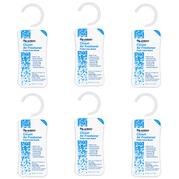 airBOSS Fresh Linen Scent Closet Air Freshener 4 oz (Pack of 6)
