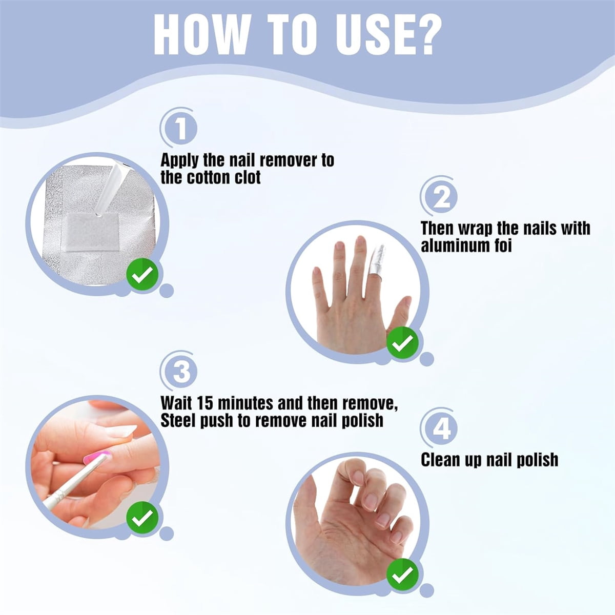 GIXUSIL Gel Nail Foil Wraps Aluminium, GIXUSIL Nail Polish Remover with Soak Off Foils Cotton Pads, Gel Nail Polish Wraps Removal Tool, Finger Nail Polish Remover (200Pieces, Silver)