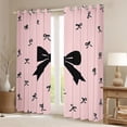 thumbnail image 2 of Homewish Ribbon Bow Tie Black Out Curtains,Girls Kawaii Bowknot Curtains Pack of 2 (42x63 Each),Pink Black Bedroom Curtains For Kids,Breathable Home Decor, 2 of 6