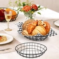 thumbnail image 2 of RULLINE 12 Pcs Black Wire Bread Baskets with 100 Checked Deli Paper Liners – 9.65" x 6.1" x 2.2" Metal Fast Food Serving Trays for Restaurants, BBQ, Picnics, Parties (Black), 2 of 6