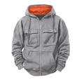thumbnail image 2 of Hooded Jackets for Men 2025 Fall Winter Long Sleeve Fleece Lined Zip Up Hoodie with Pockets Outerwear Coat Sweatshirt, 2 of 8