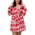 thumbnail image 5 of Christmas Robe for Women Hooded Fleece Bathrobe Soft Warm Plush Pajama Sleepwear Winter Holiday Lounge Dress, 5 of 5