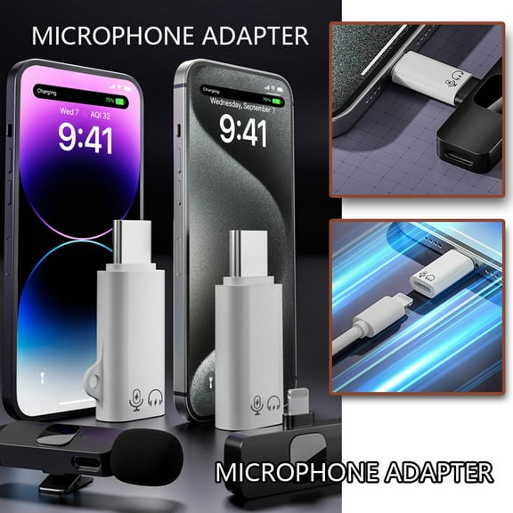 FurNest Audio Adapter 8-PIN to USB 30 OTG in 2-in-1 Microphone Ada