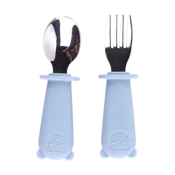 Juego De Tenedor Y Cuchara De Acero Inoxidable Con Mango De Silicona. Vajilla Duradera Para La Cocina, El Comedor, Acampadas, Viajes, Picnics, Barbacoas Y Fiestas.