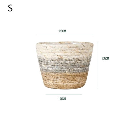 BAMILL Woven Storage Basket Flower Pot Seagrass Seagrass Rattan Plant Flower Straw Pots