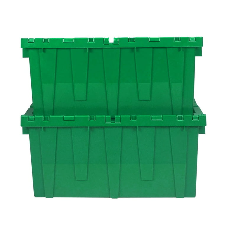 Greenmade 675374 Flip Top Large Capacity Clear Plastic Storage Container w/  Attached Interlocking Lid for Household Organization & Management, 2 Pack