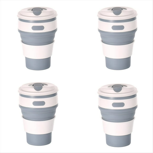 de Viaje Plegable de Silicona Gris, para Acampar, de Agua Plegable, para Beber para Adultos con Tapa,