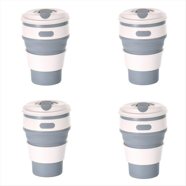 de Viaje Plegable de Silicona Gris, para Acampar, de Agua Plegable, para Beber para Adultos con Tapa,