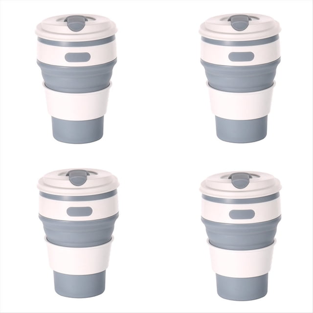 de Viaje Plegable de Silicona Gris, para Acampar, de Agua Plegable, para Beber para Adultos con Tapa,