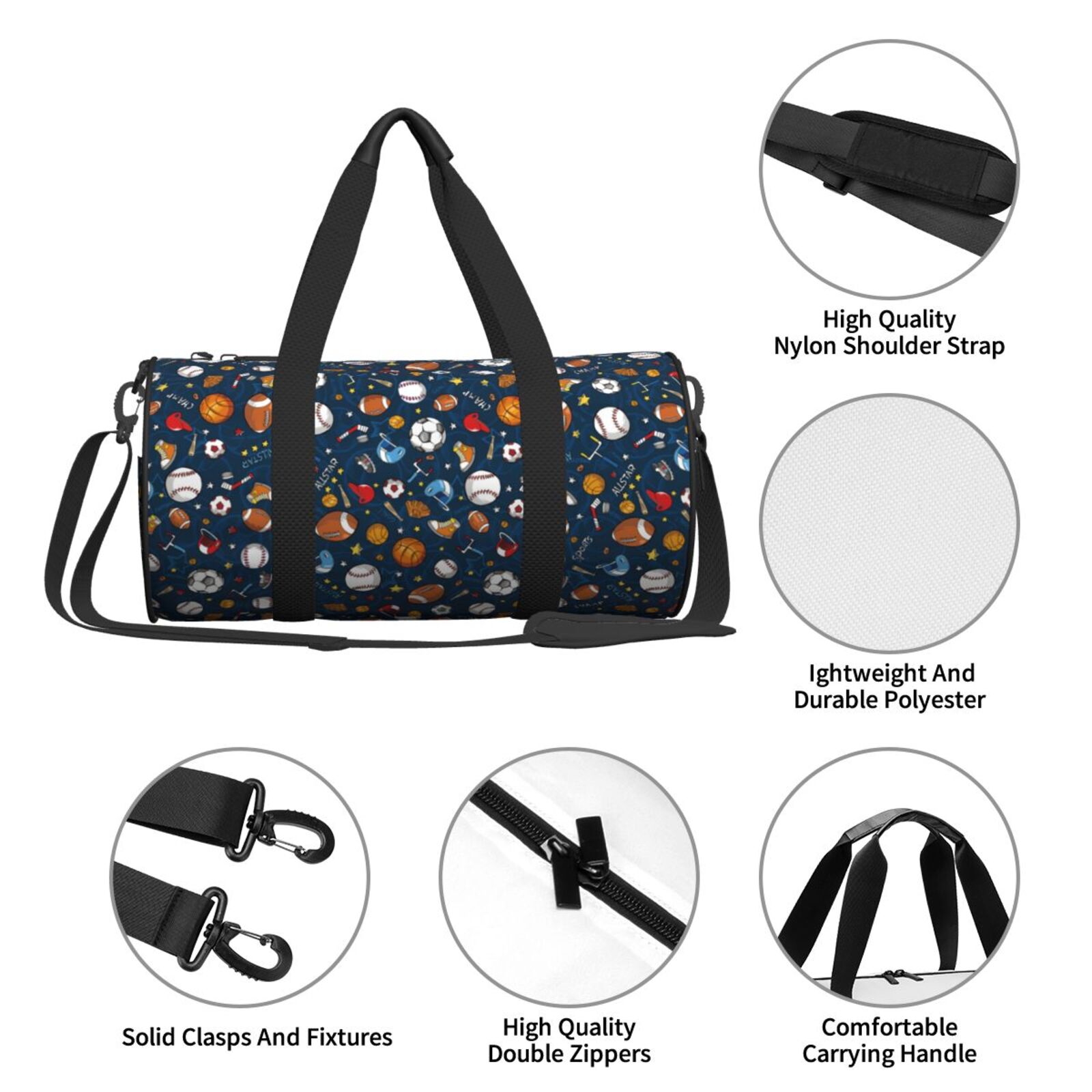 Vsdgher Ball Sports 45L Foldable Duffel Bag, Sports Gym Bag,Overnight Bag, Portable Weekender Bag for Airplanes