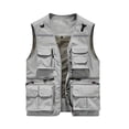 thumbnail image 2 of LEKWK Mens Utility Vest Sleeveless Multi Pocket Fishing Vest Lightweight Mesh Lined Outdoor Work Travel Photography Safari Casual Tops Shirts Gray M, 2 of 4