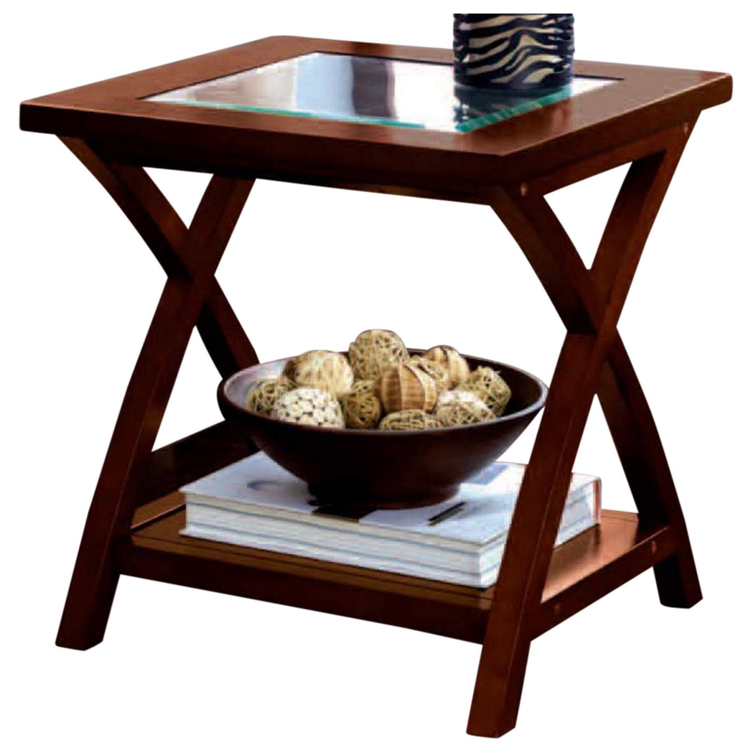 HomeTrends Glass Top End Table