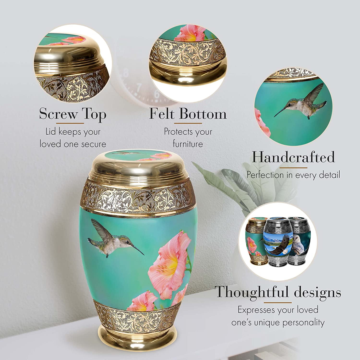 Hummingbird Cremation Urns for Cremation Ashes Large Urn XL or Small Keepsake Urns for Human Ashes & Urns for Human Ashes for Home or Burial Small Urns for Human Ashes Keepsake Set of 4
