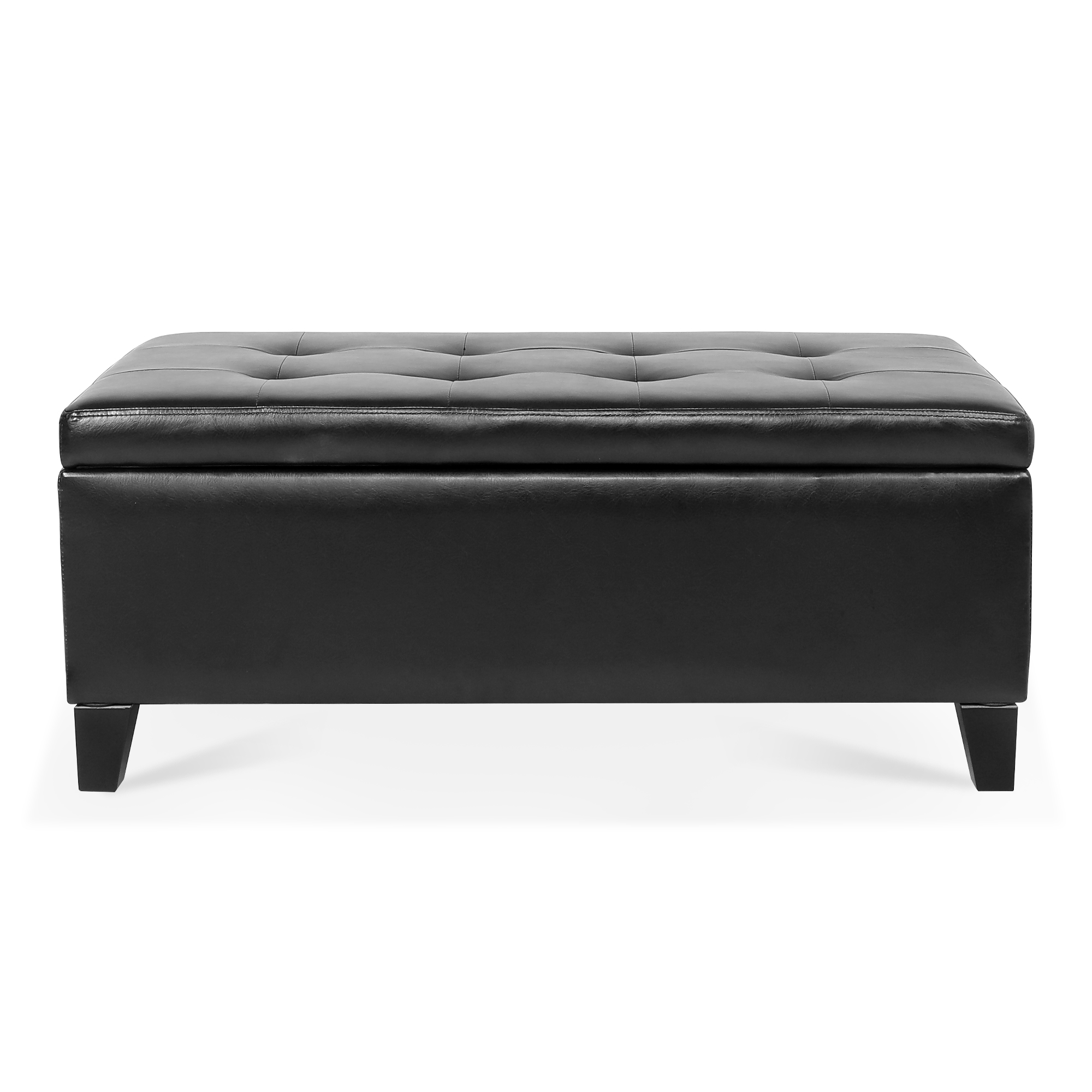 Kadyn 38.4" Storage Ottoman Bench, Folding Bench Chest Foot Rest Stool, End of Bed Bench with Wooden Legs, Black Kadyn 38.4" Storage Ottoman Bench, Folding Bench Chest Foot Rest Stool, End of Bed Bench with Wooden Legs, Black