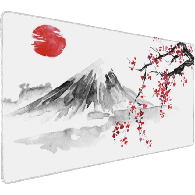 Cherry Blossom Sakura Gaming Mouse Pad 35.4×15.7inch with Stitched Edges Extended Waterproof Desk Pads Non-Slip Rubber Base Large Keyboard Mat Computer Gaming Mousepad for Work/Office/Home (Eight)