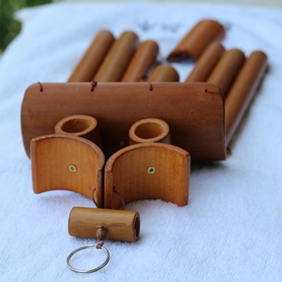 FRCOLOR Durable Bamboo Wind Chimes Coffee Color with Hanging Ring for Patio