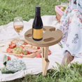 thumbnail image 3 of Outdoor Wine Table With Foldable Round Desktop Wooden Picnic Table Wine Rack Stand Easy To Carry, 3 of 5