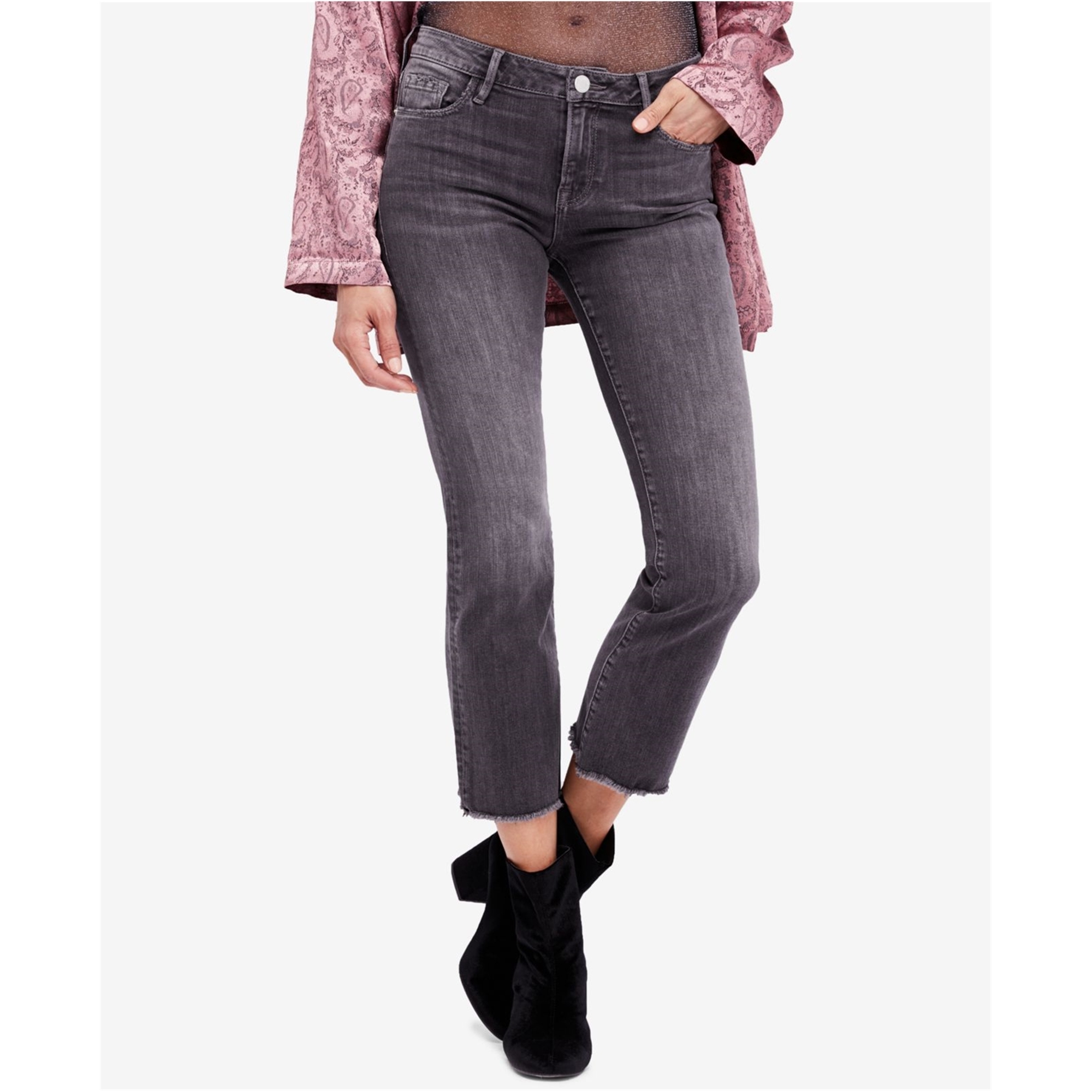 raw hem cropped jeans