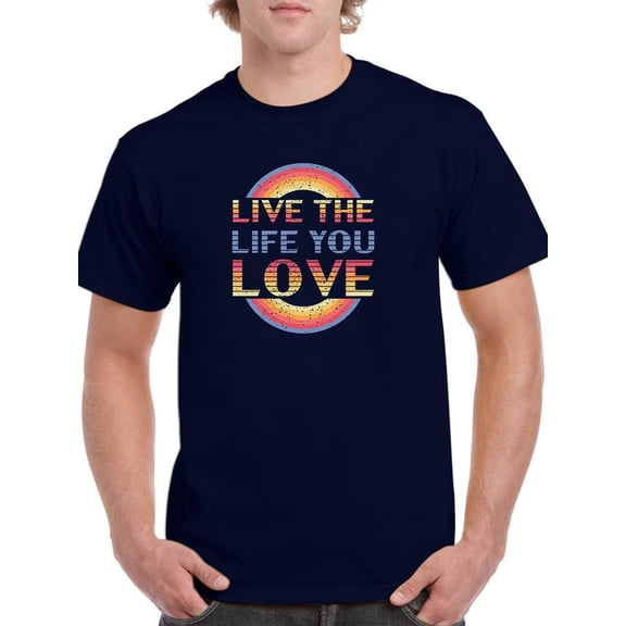 Retro Slogan Live Life Love T-Shirt Men -Image by Shutterstock, Male Small
