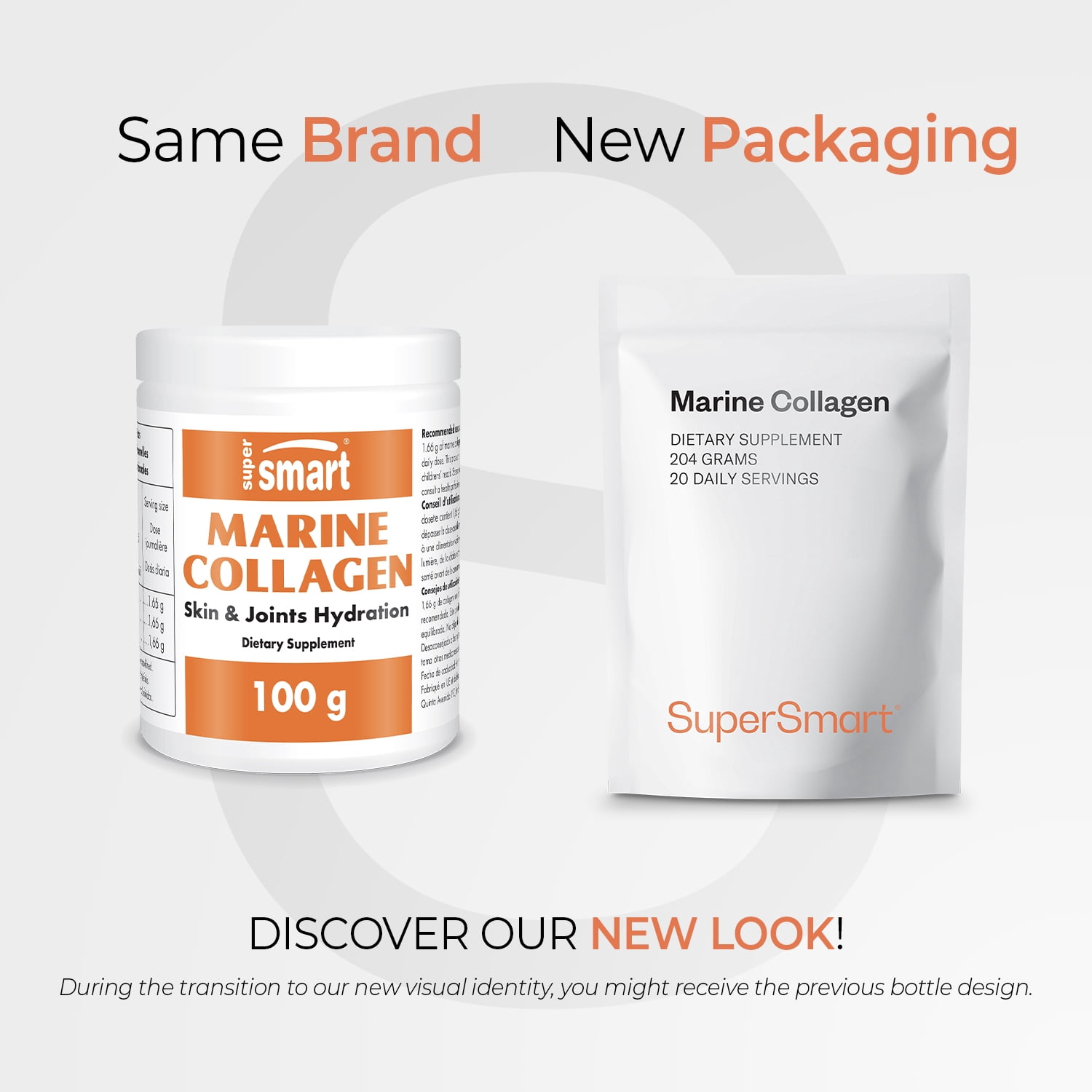 SuperSmart - Marine Collagen Powder - Natural Supplement - Patented & Hydrolized | Non-GMO & Gluten Free - 100mg