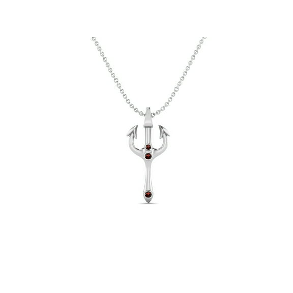 Garnet Trident of Poseidon Greek Mythology Necklace 925 Sterling Silver