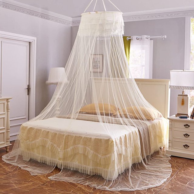 Mosquito Bed Net Bed Canopy Curtain Netting Bed Canopy Circular Curtain,Princess Mosquito Net Universal Sheer Dome Bed Curtain,Keeps Away Insects & Flies for Home & Travel,Free-Installation (Light