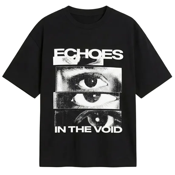 Women's Artistic Eye Graphic T‑Shirt, Echoes In The Void Retro Glitch‑Art Crew Neck Short‑Sleeve Tee, Casual Streetwear Cotton Apparel for Women Black