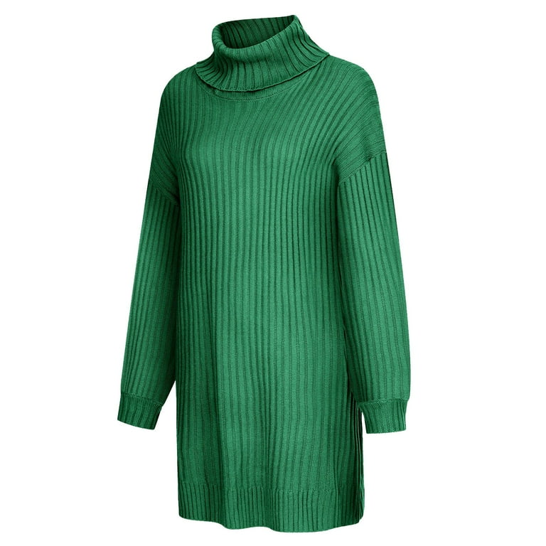 turtleneck fit and flare dress Ava Knit Sweater Dress for women | Turtleneck Long Sleeve Fit & Flare Ribbed Fall Sweater Dress main image 1