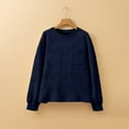 thumbnail image 5 of Women's 2025 Casual Lightweight Soft Crew Neck Long Sleeve Sweatshirt, Loose Fit Textured Pullover Top with Pocket for Daily Comfort Wear, Travel, Vacation, and Various Occasions Navy XXL, 5 of 6