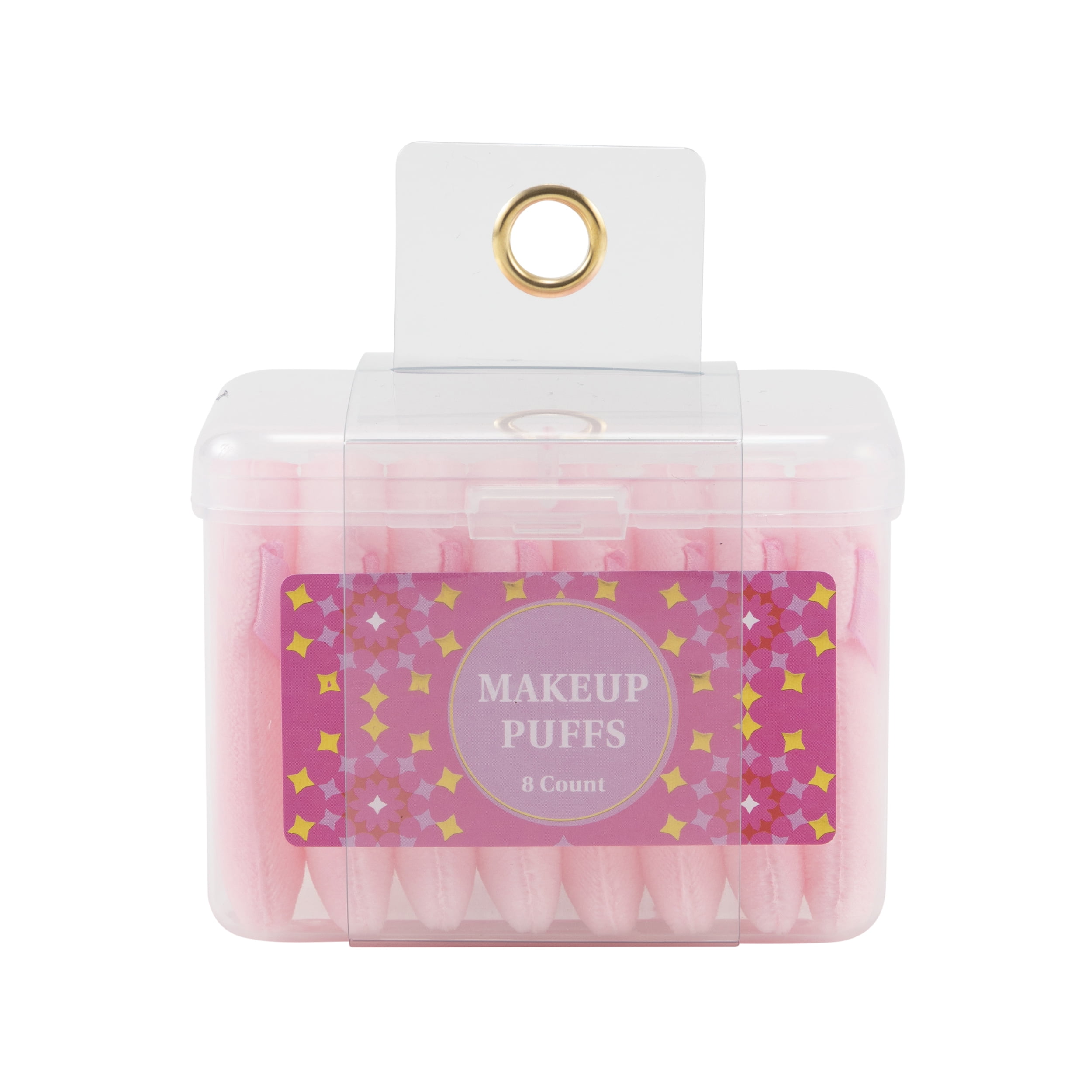 Triangle Puffs 8 pack in Organizer for All Types of Makeup Removal or Application.  Super Soft Puffs with Satin Ribbon Finger Hold, Pink.