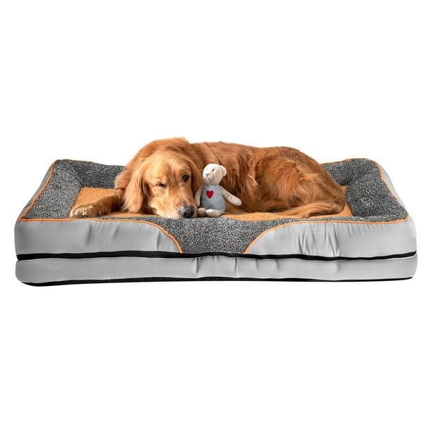 Cama para Perro Mediano, Camas para Perros Grande, Cama Ortopedica para Perros con Esponja, 100 x 60 x 16 CM, Funda Extraíble, para Perros Medianos y Grandes. (Gris)