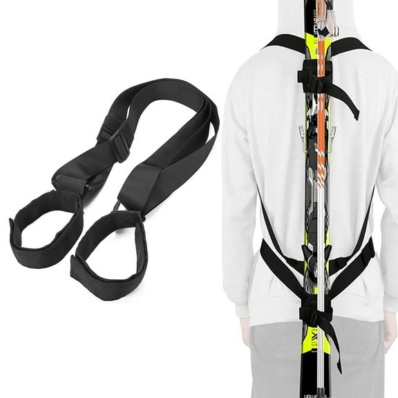 GOGHOST Ski Carrier Strap Skis and Poles Backpack Carrier Adjustable Size Black 1 Pack