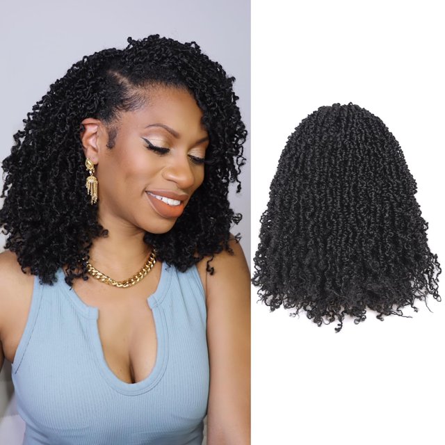 Peluquería de ganchillo Yanky Twist, 30 cm, 8 paquetes, color negro azabache