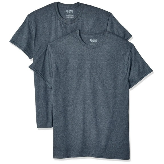 Gildan Men's DryBlend Adult T-Shirt, 2-Pack Large Dark Heather