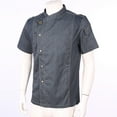 thumbnail image 4 of Aislor Unisex Short Sleeve/Long Sleeve Chef Coat Jacket Kitchen Restaurant Hotel Uniform M-4XL A Gray Short Sleeve 4XL, 4 of 7