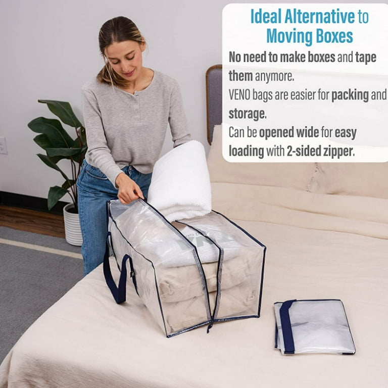 Heavy Duty Extra Large Clear Moving Bags W/ Backpack Straps Strong