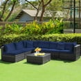 thumbnail image 3 of Costway 7PCS Patio Rattan Furniture Set Sectional Sofa Cushioned Garden Navy, 3 of 9