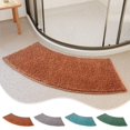 thumbnail image 7 of Brown Bathroom Floor Mat Water Absorbing Non Slip Shower Rug Fan Shaped Soft Polyester Carpet For Home Bathroom 40X100Cm Brown, 7 of 7