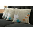thumbnail image 2 of Ambesonne Animal Throw Pillow Cover 4 Pack, Bunny with Flowers, 16", White Tan and Blue, 2 of 6