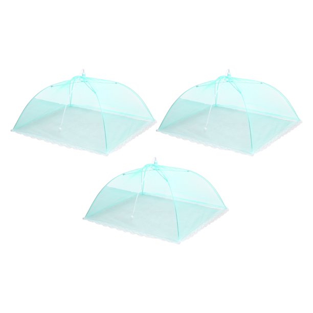 3 Pzs Grandes y Altas Cubiertas para Alimentos de Malla de 17" para Exteriores, Cubiertas Protectoras Plegables para Alimentos, Verde Claro