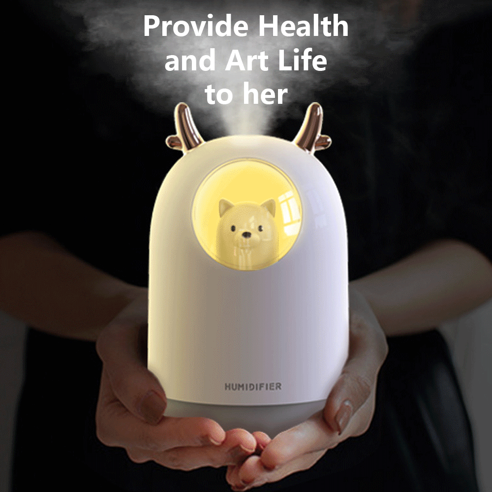 Adjustable Mist Mode and Auto Shut-Off WEISUN Mist Humidifier 300ml Mini Portable Humidifier with 7 Color LED Night Light 