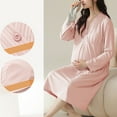 thumbnail image 2 of WUANDIXFA Robe de Maternité à Manches Longues pour Femme Modèle Robe de Maternité Chemise de Nuit d'Allaitement d'Été Mince avec Ceinture Coussinée Pyjama pour Femme Enceinte Rose,G, 2 of 5