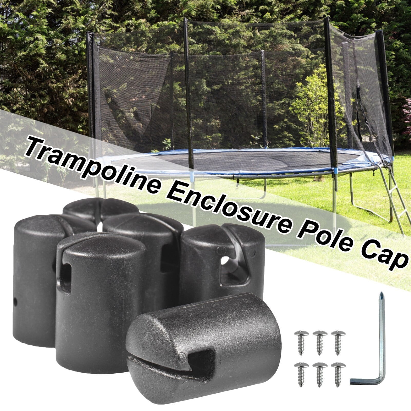 ZIZILAND Trampoline Enclosure Pole Cap for Flat Steel Sheet Top Ring System 6 Pieces Black 