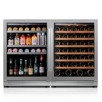 Ca'Lefort Wine Cooler Beverage Refrigerator, Hold 220 Cans and 54 Bottles Dual Zone Wine Fridge with Stainless Steel frame
