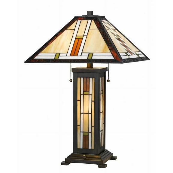 Cal Lighting Resin/Glass Table Lamp with Night Light in Multi-Color
