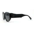 thumbnail image 3 of Womens Mod Fashion Round Thick Temple Plastic Chic Sunglasses All Black, 3 of 4