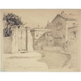 thumbnail image 2 of Ferdinand Boberg 14x12 Black Ornate Wood Framed Double Matted Museum Art Print Titled: Rue Du Chevalier De La Barre and Rue De La Bonne (1926), 2 of 5