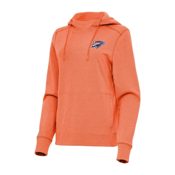 Women's Antigua Heather Orange Oklahoma City Thunder Justice Pullover Hoodie