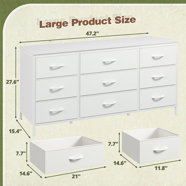 Enhomee White Dresser TV Stand with 9 Drawers Dresser for Bedroom Wide Chests of Drawers for Living Room Enhomee White Dresser TV Stand with 9 Drawers Dresser for Bedroom Wide Chests of Drawers for Living Room