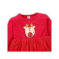 thumbnail image 4 of Diconna Robe de Noël pour Filles, Motif Appliqué Elk Rouge Jupe Col Rond, 4 of 9